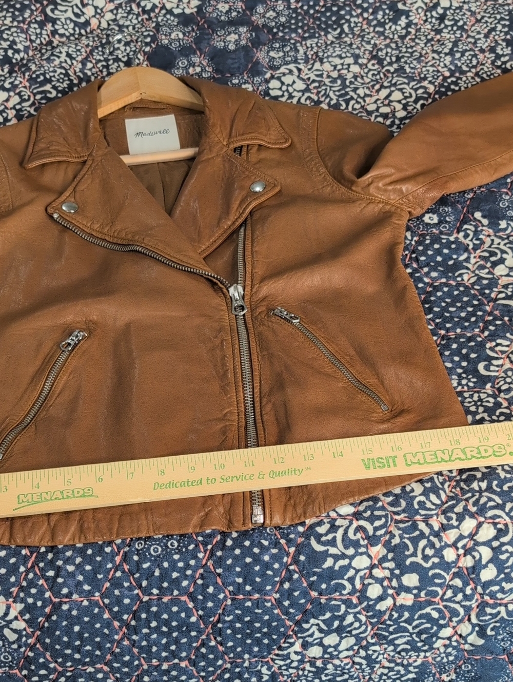 Madewell Tan lamb Leather Moto Jacket L - Picture 7 of 9
